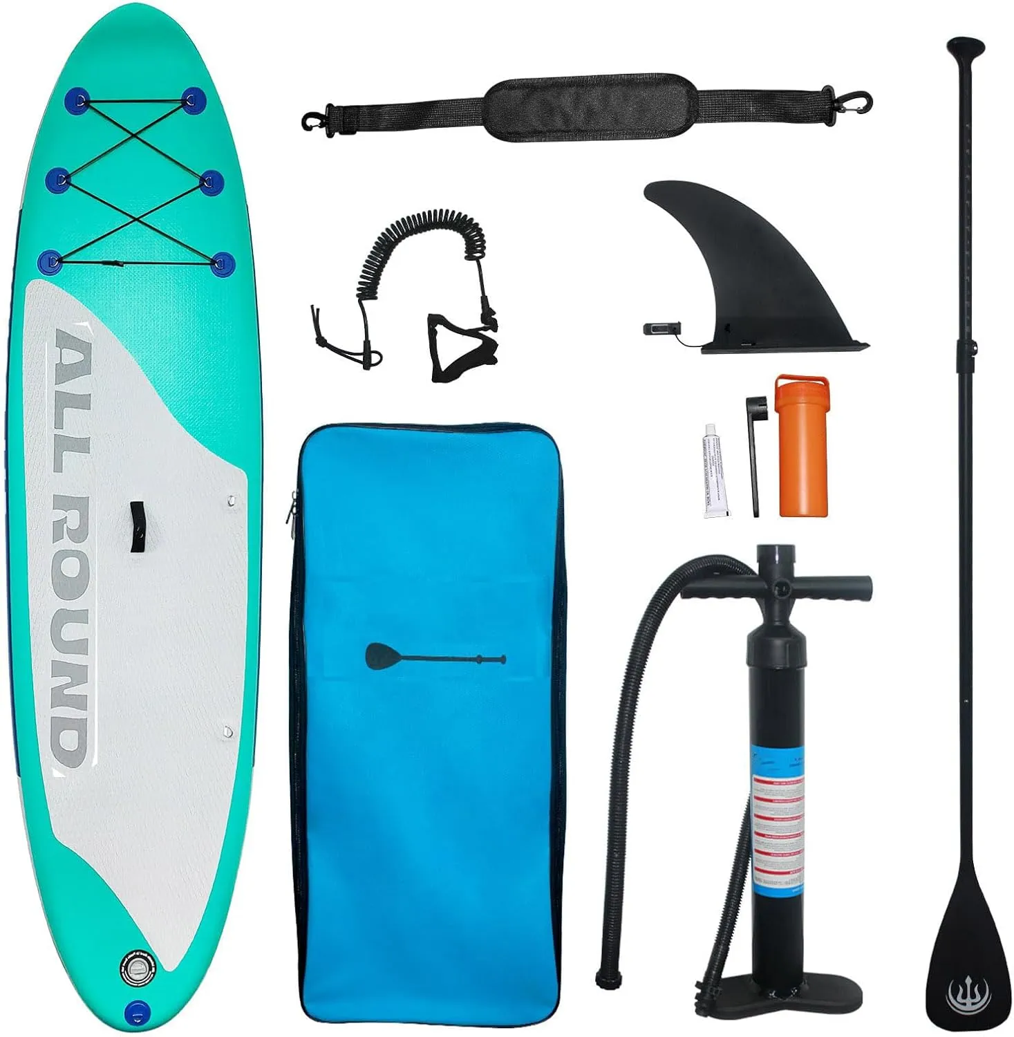 10'6" Inflatable Stand Up Paddle Board for Adults & Youth - 33" Wide Non-Slip Deck with Paddle, Pump, Backpack, Safety Leash, Repair Kit - All-Around Board for Lakes, Rivers, Ocean(Green Grey)