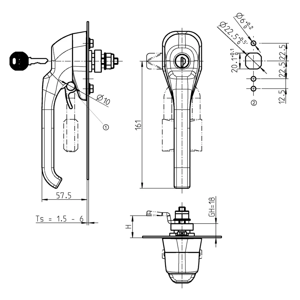 1091-U123 EMKA Heavy Duty Latch Keyed EK333