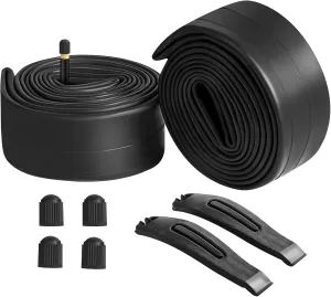 26" Bike Tube, 2PCS Bicycle Inner Tube Compatible for 26 Inch x 1.75/1.95/2.10/2.125 Bike Tire,Mountain Bike Inner Tube with 32mm Schrader Valve, Butyl Rubber Inner Tube for MTB Road Bike, 2PCS Levers