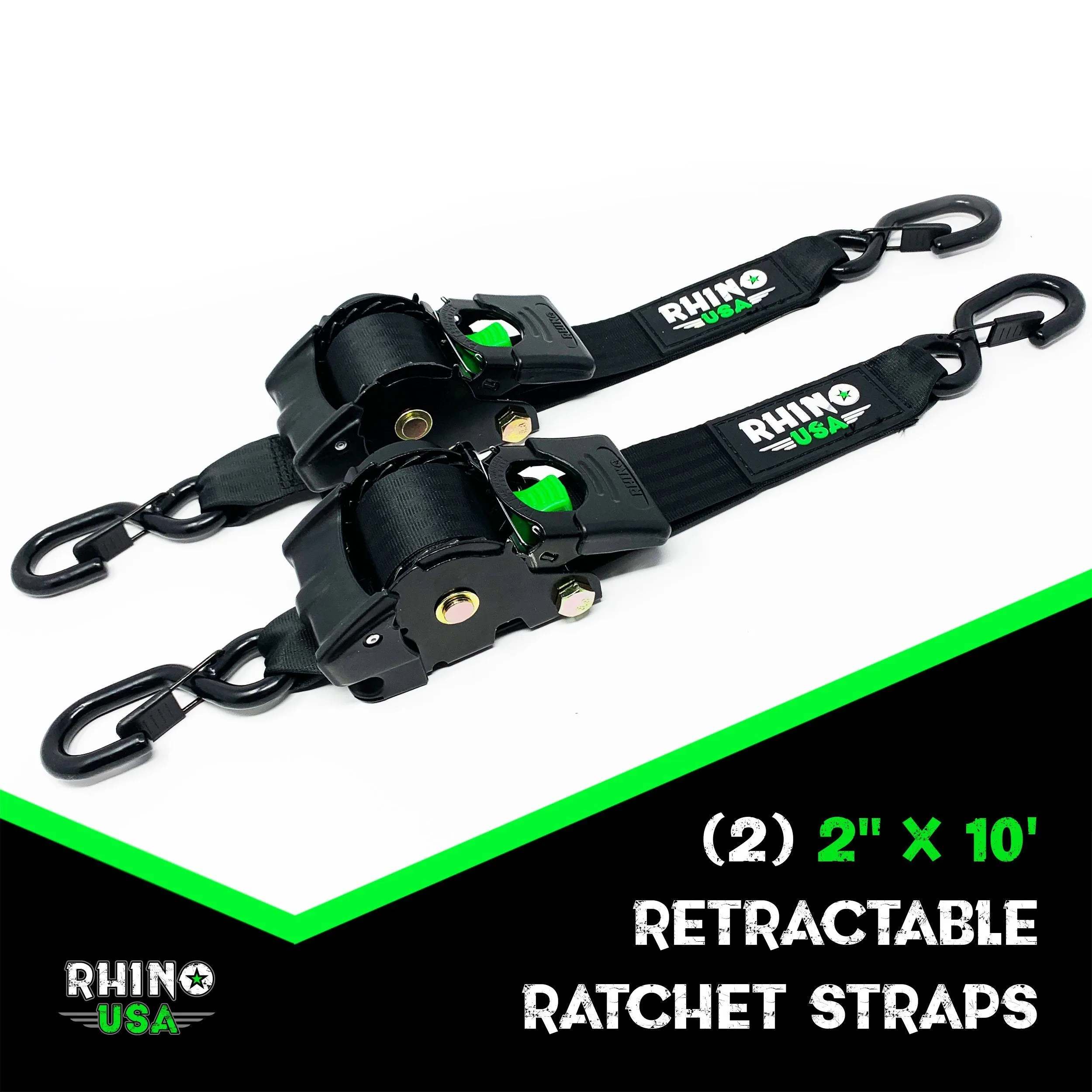 2" x 10' Retractable Ratchet Straps