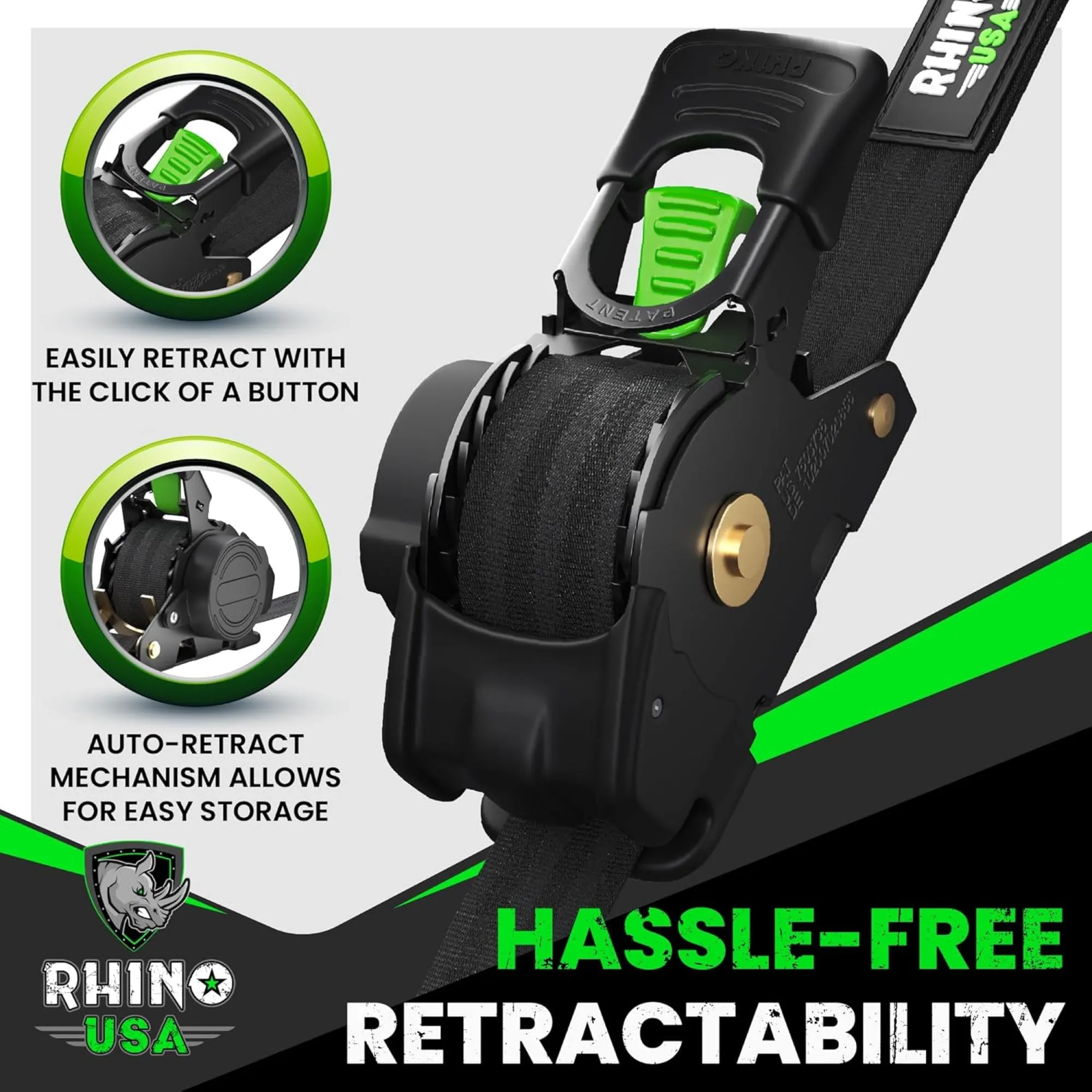 2" x 10' Retractable Ratchet Straps