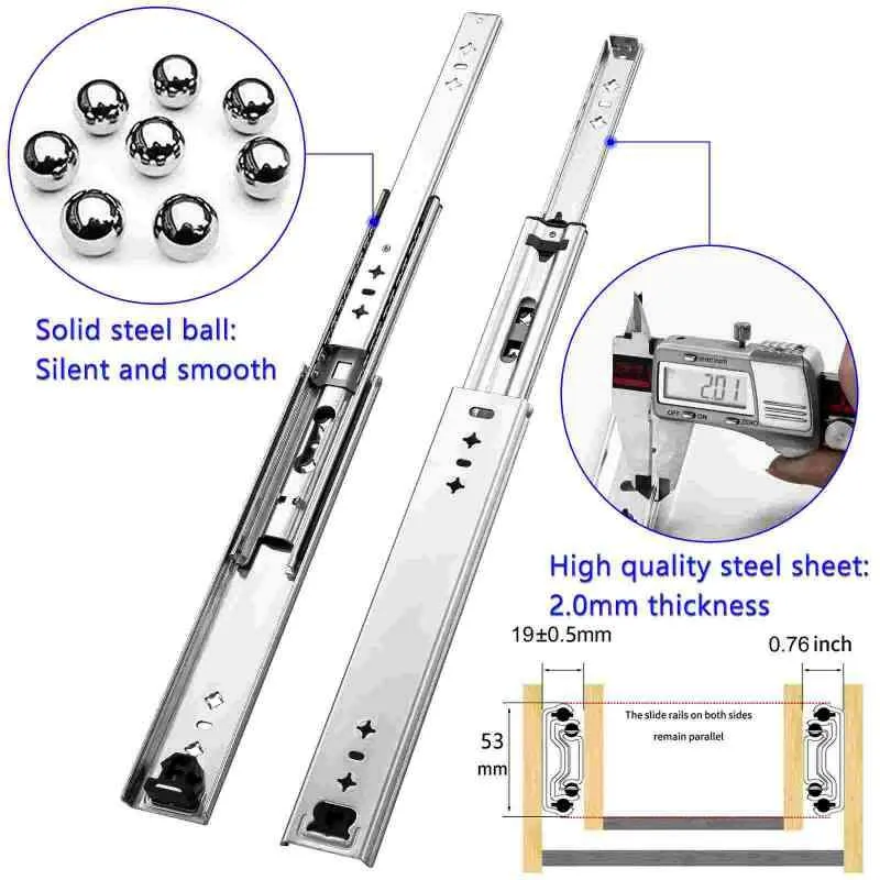 AOLISHENG Load Capacity 120Kg Heavy Duty Drawer  Runners A2053, 1pair