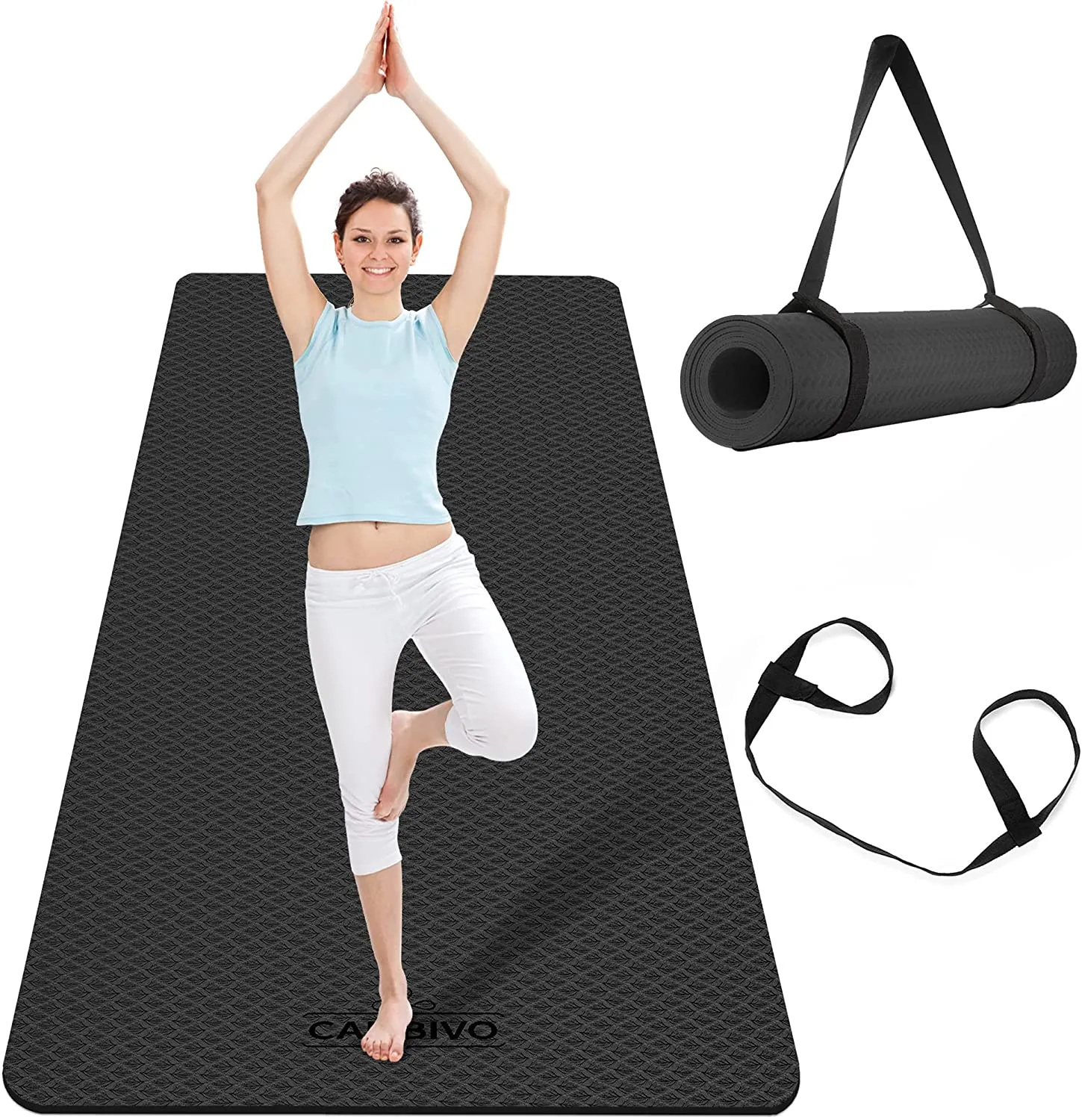 CAMBIVO Extra Wide Yoga Mat for Women and Men (72"x 32"x 1/4"), Eco-Friendly SGS Certified, Large TPE Exercise Fitness Mat for Yoga, Pilates, Workout