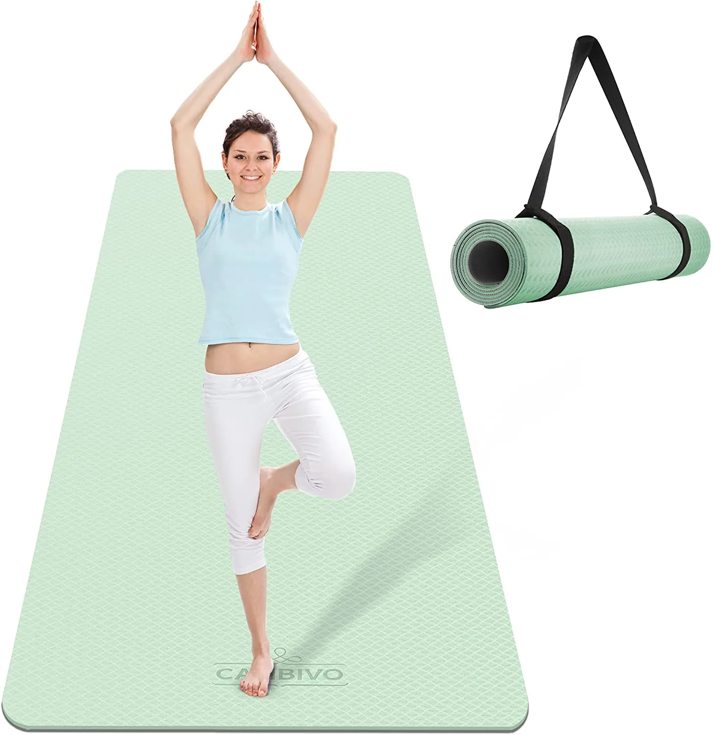 CAMBIVO Extra Wide Yoga Mat for Women and Men (72"x 32"x 1/4"), Eco-Friendly SGS Certified, Large TPE Exercise Fitness Mat for Yoga, Pilates, Workout