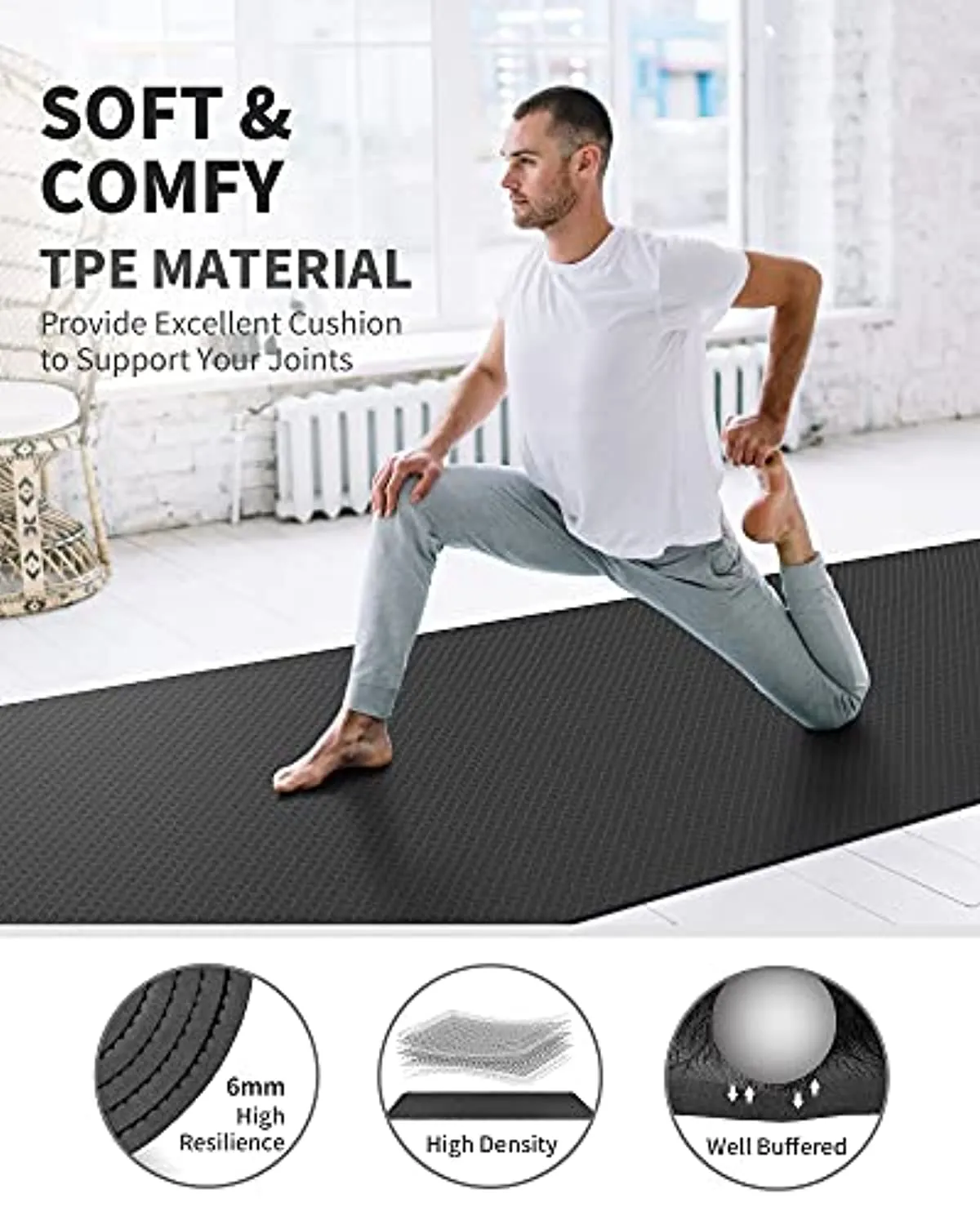 CAMBIVO Extra Wide Yoga Mat for Women and Men (72"x 32"x 1/4"), Eco-Friendly SGS Certified, Large TPE Exercise Fitness Mat for Yoga, Pilates, Workout