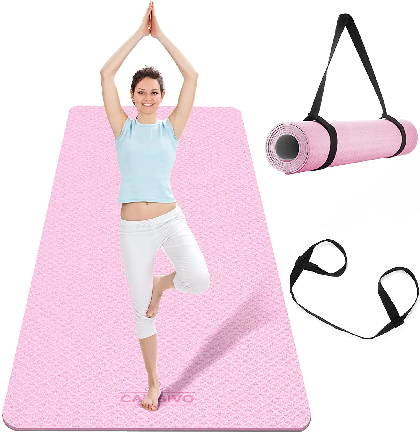 CAMBIVO Extra Wide Yoga Mat for Women and Men (72"x 32"x 1/4"), Eco-Friendly SGS Certified, Large TPE Exercise Fitness Mat for Yoga, Pilates, Workout
