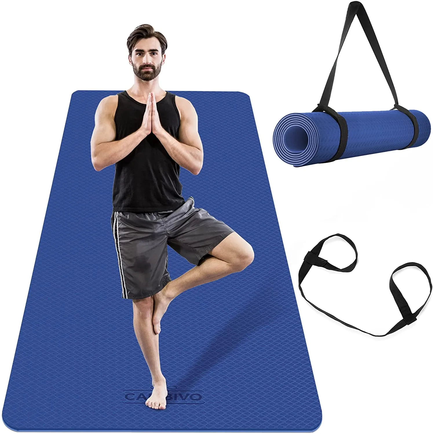 CAMBIVO Extra Wide Yoga Mat for Women and Men (72"x 32"x 1/4"), Eco-Friendly SGS Certified, Large TPE Exercise Fitness Mat for Yoga, Pilates, Workout