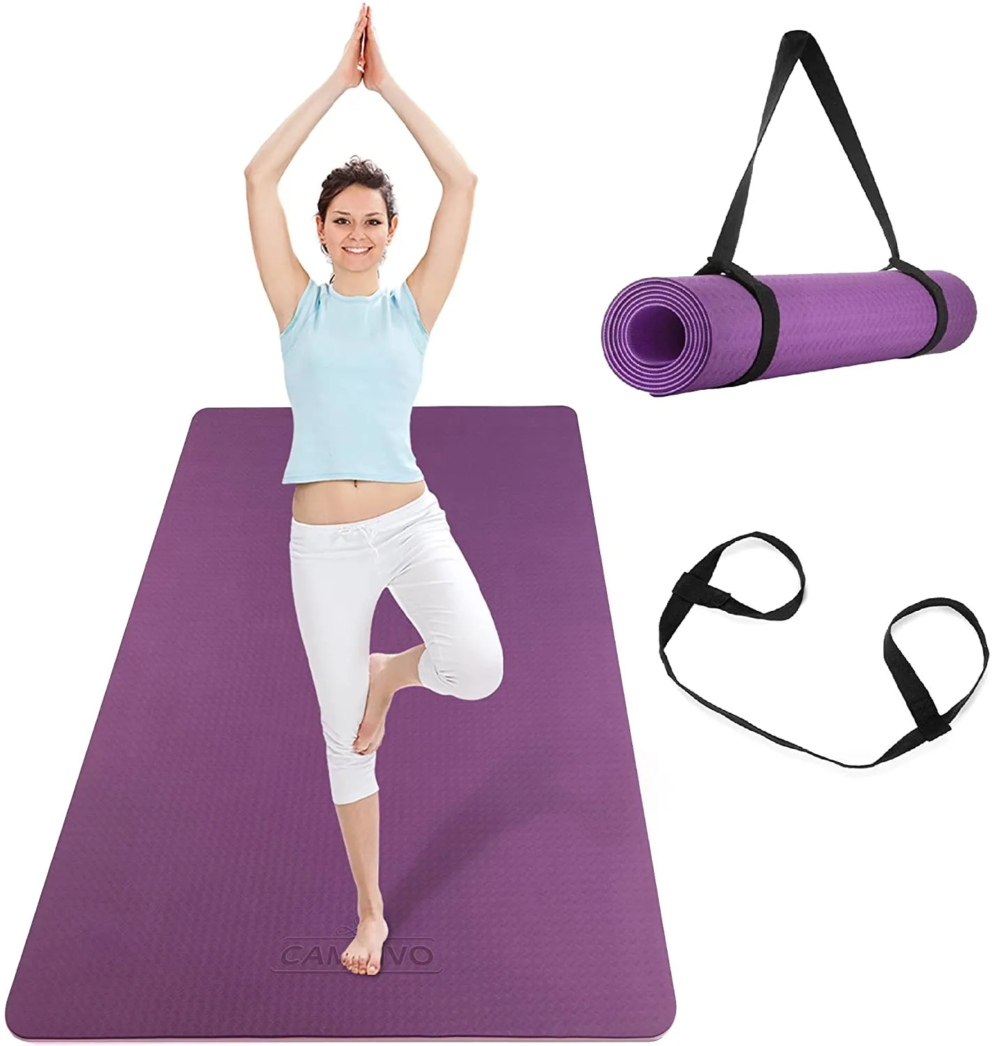 CAMBIVO Extra Wide Yoga Mat for Women and Men (72"x 32"x 1/4"), Eco-Friendly SGS Certified, Large TPE Exercise Fitness Mat for Yoga, Pilates, Workout