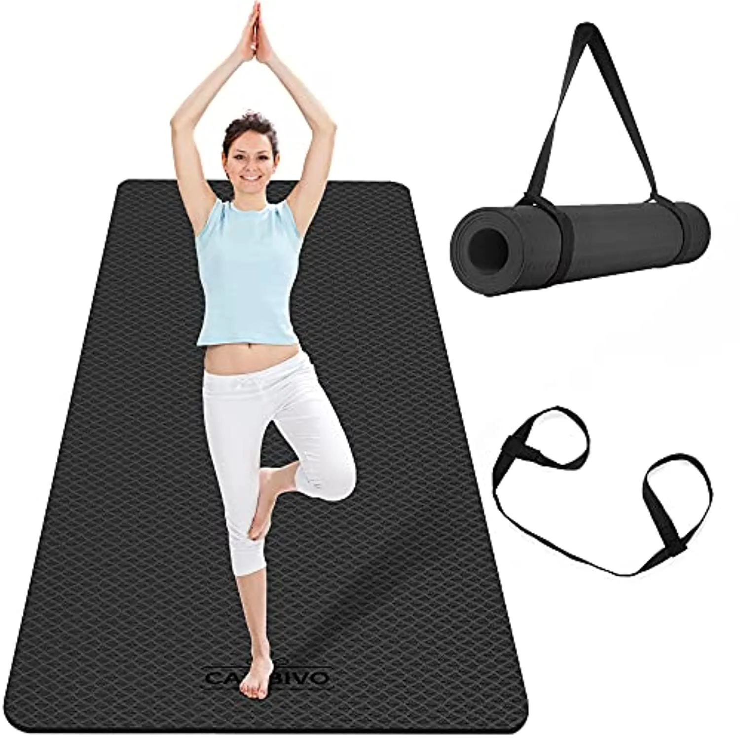 CAMBIVO Extra Wide Yoga Mat for Women and Men (72"x 32"x 1/4"), Eco-Friendly SGS Certified, Large TPE Exercise Fitness Mat for Yoga, Pilates, Workout