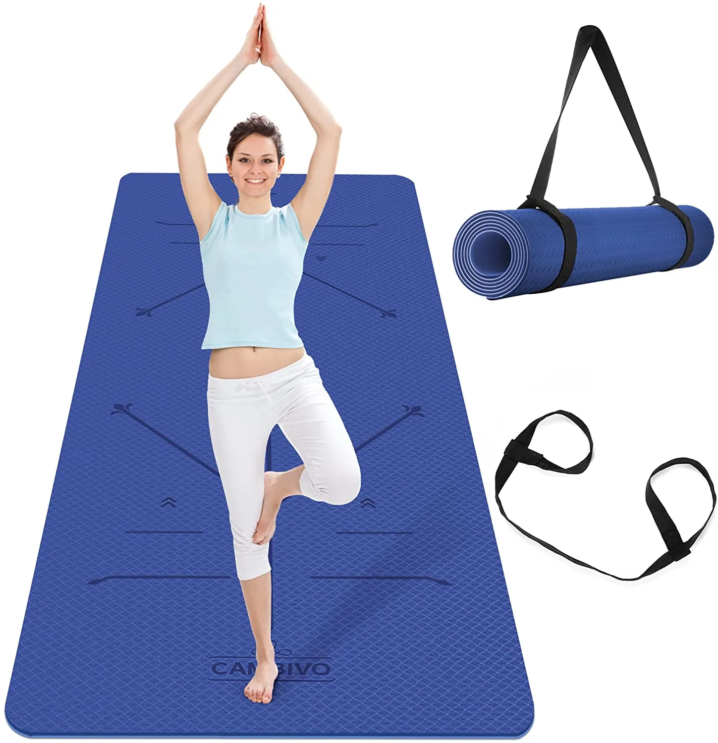 CAMBIVO Extra Wide Yoga Mat for Women and Men (72"x 32"x 1/4"), Eco-Friendly SGS Certified, Large TPE Exercise Fitness Mat for Yoga, Pilates, Workout