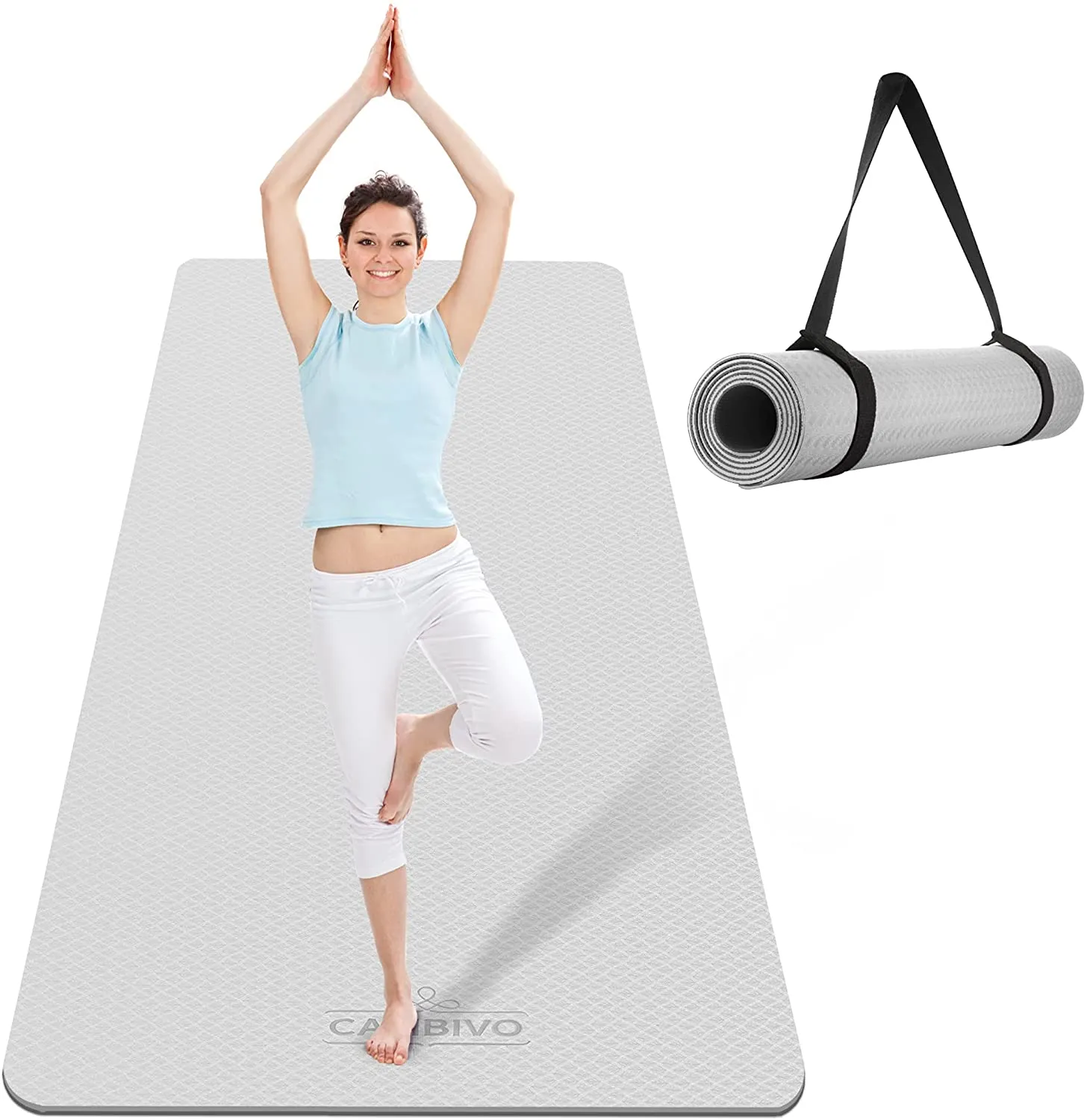 CAMBIVO Extra Wide Yoga Mat for Women and Men (72"x 32"x 1/4"), Eco-Friendly SGS Certified, Large TPE Exercise Fitness Mat for Yoga, Pilates, Workout