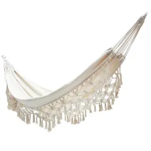 Camping Hammock Outdoor Swing Double Thick Canvas Handmade Tassel Anti-Rollover