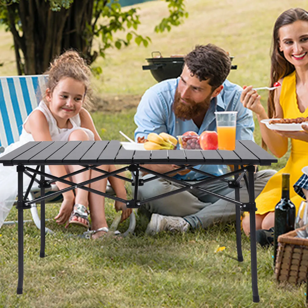 Camping Table Folding Aluminium Portable Outdoor Picnic Garden - Black