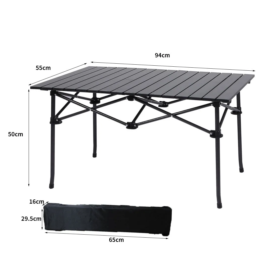 Camping Table Folding Aluminium Portable Outdoor Picnic Garden - Black