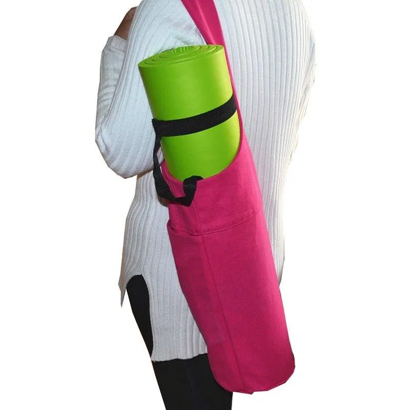 Canvas Yoga Mat Bag Tote Sling Carrier with Large Side Pocket