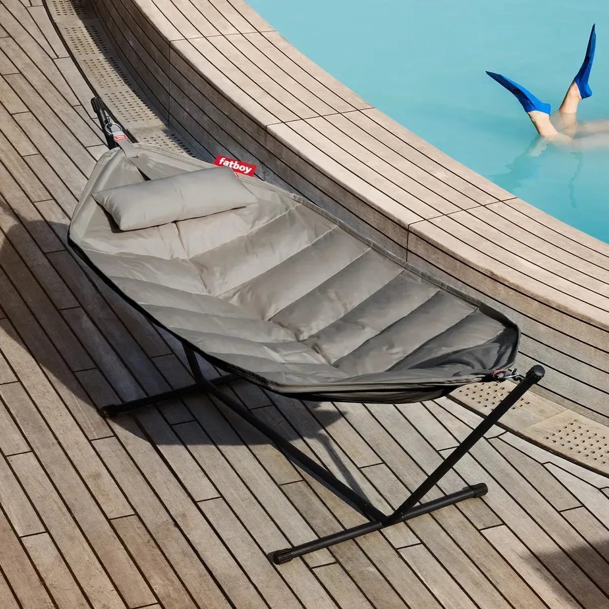 Fatboy Superb Hammock Swing and Stand with Pillow (Grey Taupe)