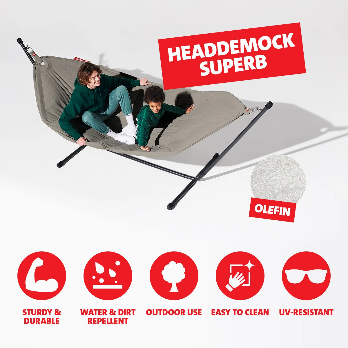 Fatboy Superb Hammock Swing and Stand with Pillow (Grey Taupe)