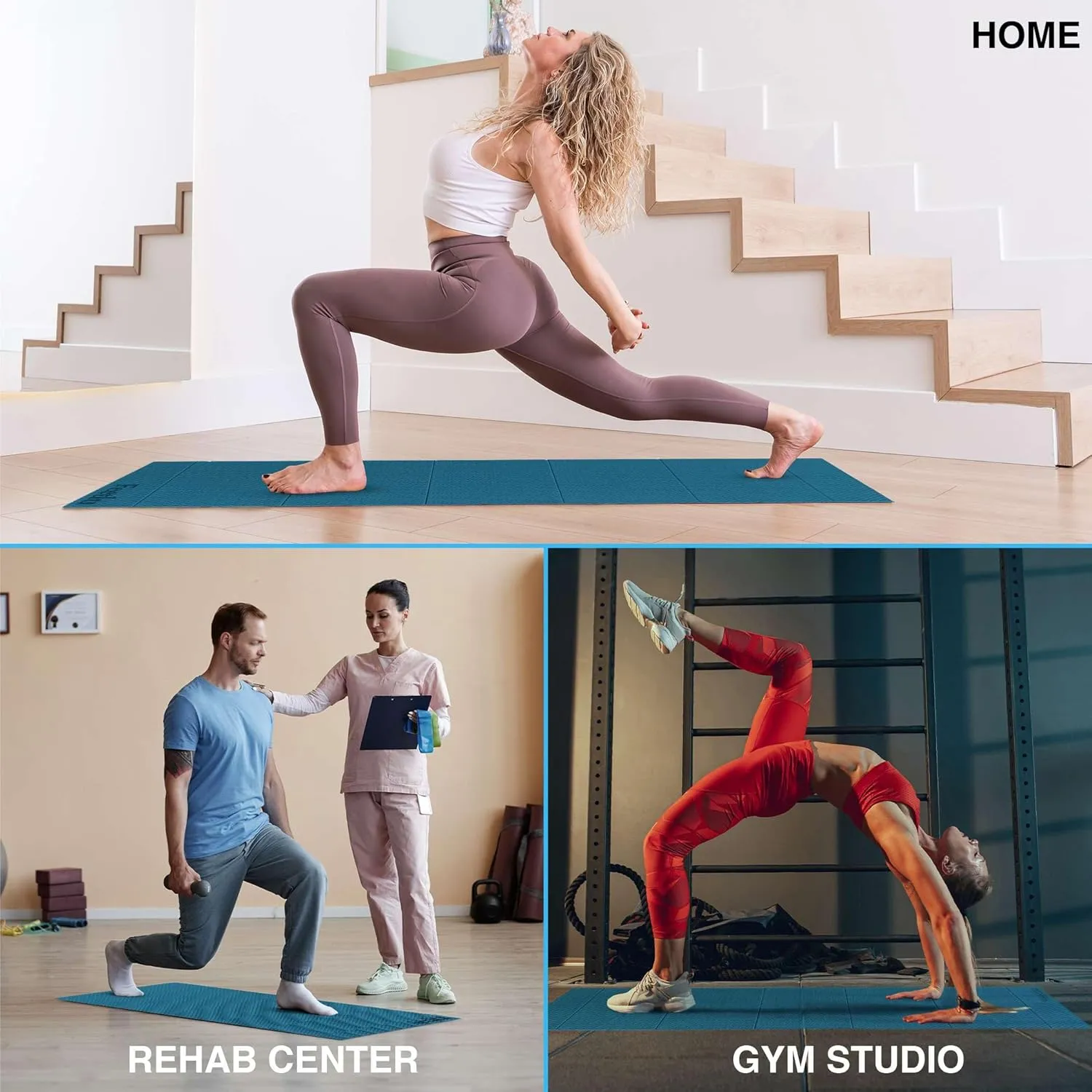 Foldable Yoga Exercise Mat  Lightweight, Anti-Slip, and Easy to Store for Yoga, Pilates, Home Workouts, and Floor Exercises