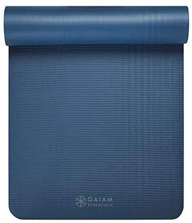Gaiam Essentials Thick Yoga Mat Fitness & Exercise Mat with Easy-Cinch Yoga Mat Carrier Strap (72"L x 24"W x 2/5 Inch Thick)