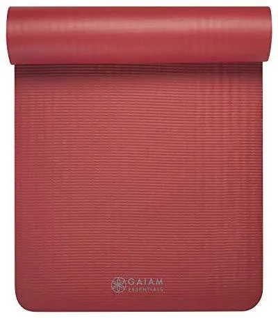 Gaiam Essentials Thick Yoga Mat Fitness & Exercise Mat with Easy-Cinch Yoga Mat Carrier Strap (72"L x 24"W x 2/5 Inch Thick)