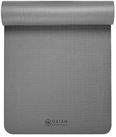 Gaiam Essentials Thick Yoga Mat Fitness & Exercise Mat with Easy-Cinch Yoga Mat Carrier Strap (72"L x 24"W x 2/5 Inch Thick)