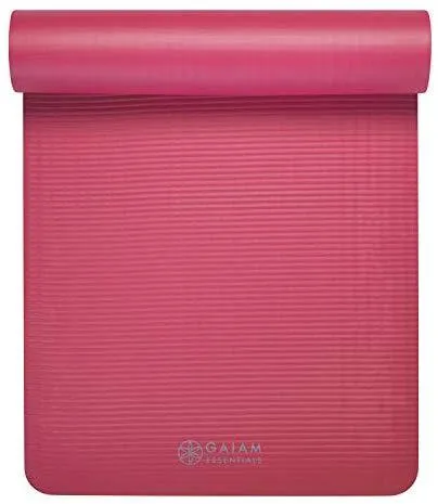 Gaiam Essentials Thick Yoga Mat Fitness & Exercise Mat with Easy-Cinch Yoga Mat Carrier Strap (72"L x 24"W x 2/5 Inch Thick)