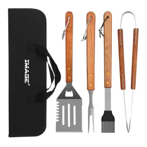 IMAGE BBQ Accessories Grilling Tools,Stainless Steel BBQ Tools Grill Tools Set for Cooking, Backyard Barbecue & Outdoor Camping Gift for Man Dad Women Barbecue Enthusiasts Set of 4