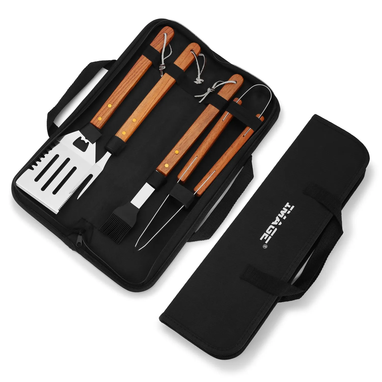 IMAGE BBQ Accessories Grilling Tools,Stainless Steel BBQ Tools Grill Tools Set for Cooking, Backyard Barbecue & Outdoor Camping Gift for Man Dad Women Barbecue Enthusiasts Set of 4