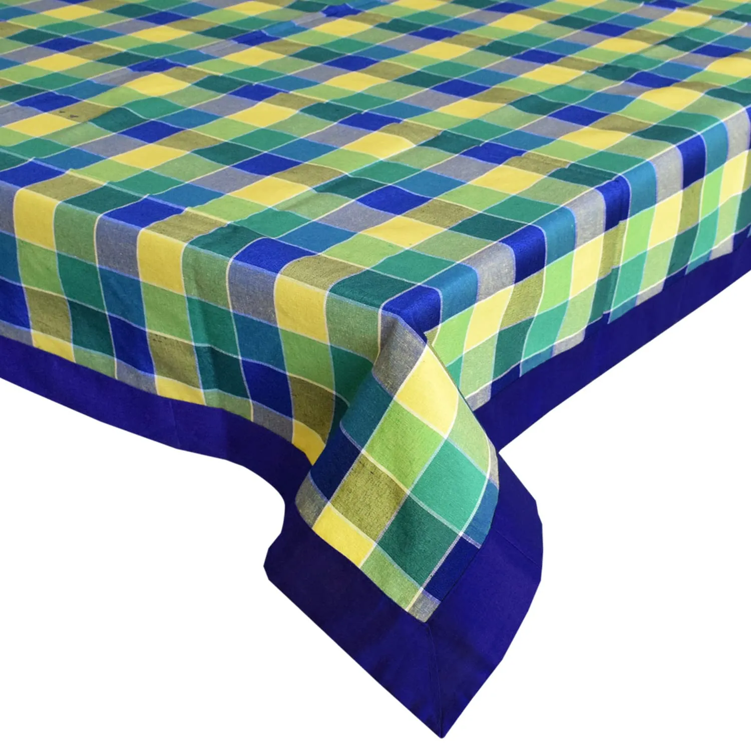 Kuber Industries Check Print Cotton Center Table Cover/Table Cloth for Home Decorative Luxurious 4 Seater, 60"x40" (Green) 54KM4257