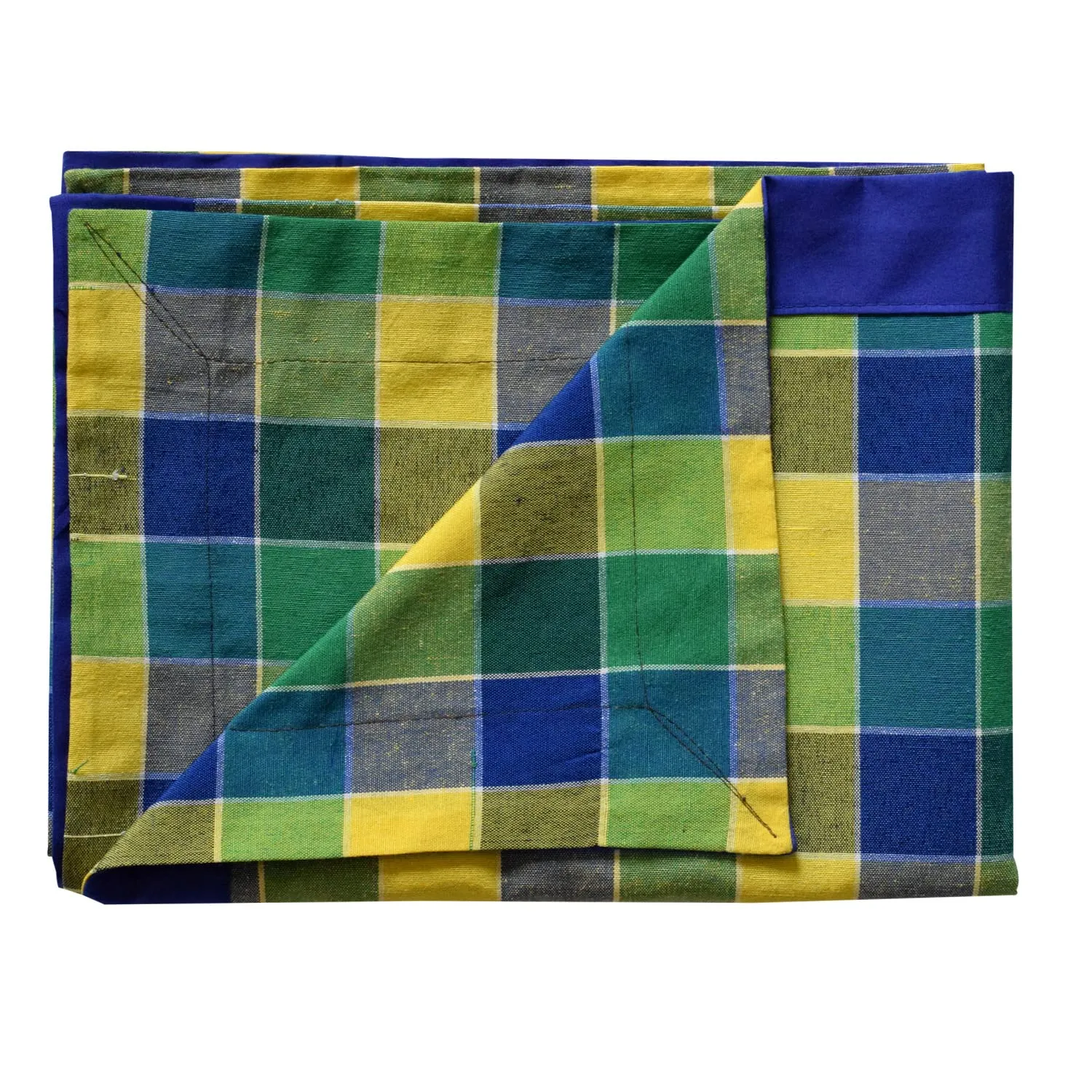 Kuber Industries Check Print Cotton Center Table Cover/Table Cloth for Home Decorative Luxurious 4 Seater, 60"x40" (Green) 54KM4257