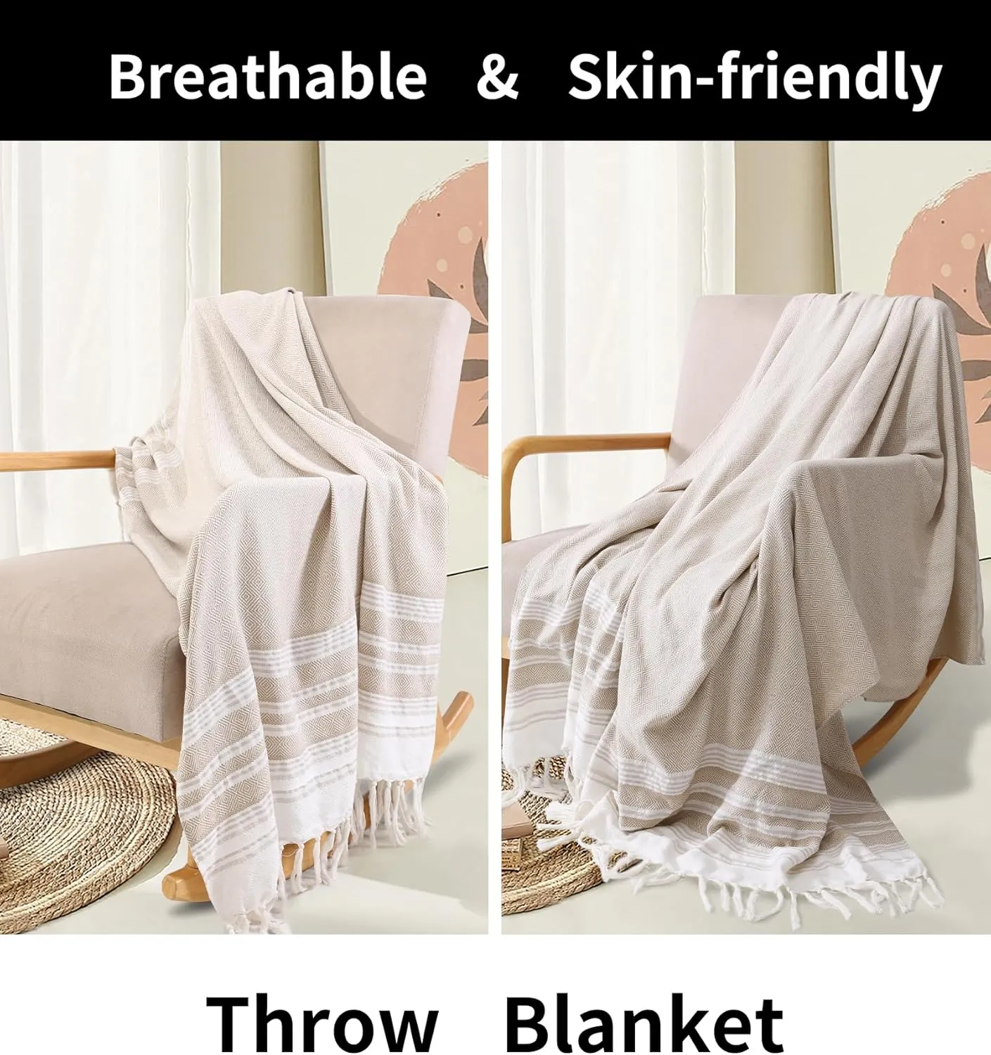 Large Throw Blanket Yoga Blanket Turkish Beach Towel Women Birthday Ideas Mother Day Grandma Grandmother Wife Sister Girlfriend Her Female Boss Teacher Appreciation Thank You Retirement
