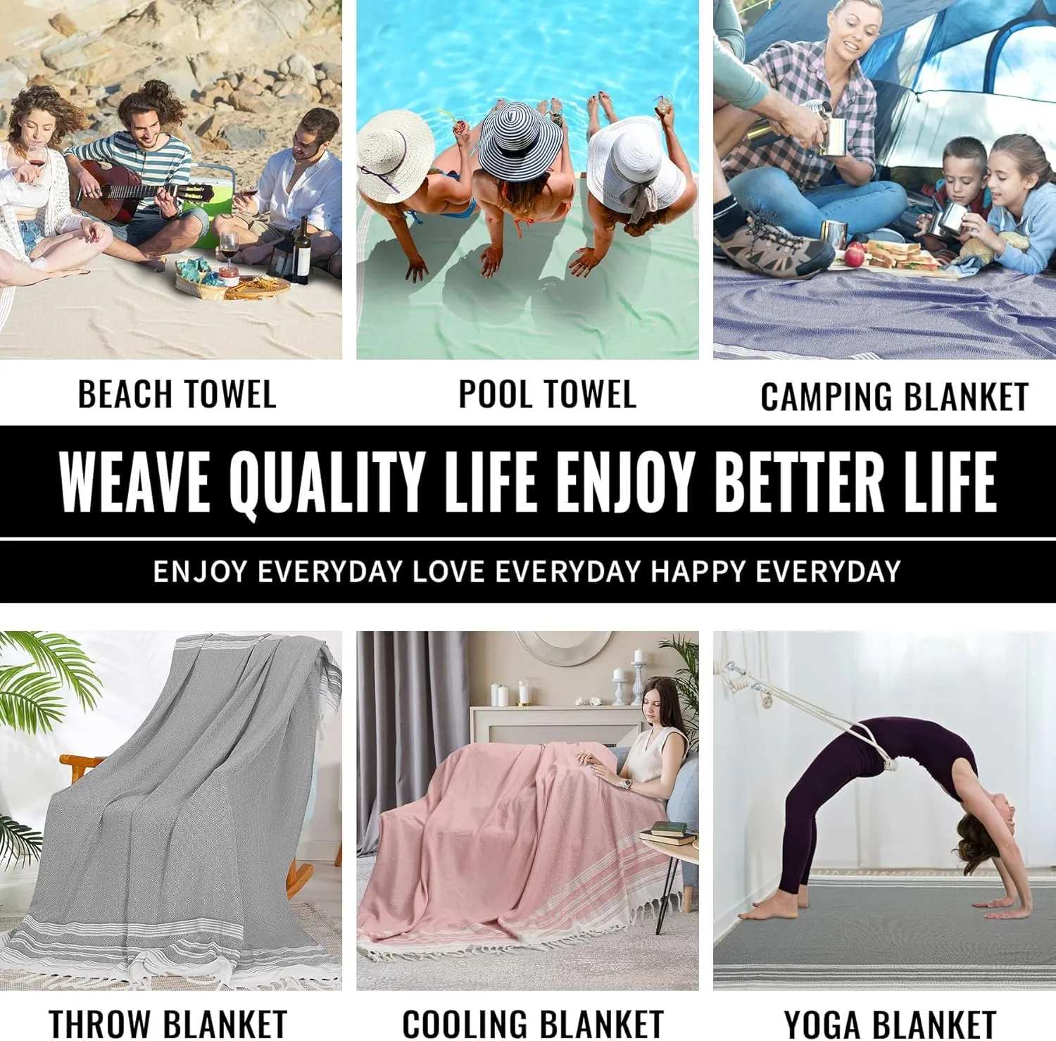 Large Throw Blanket Yoga Blanket Turkish Beach Towel Women Birthday Ideas Mother Day Grandma Grandmother Wife Sister Girlfriend Her Female Boss Teacher Appreciation Thank You Retirement