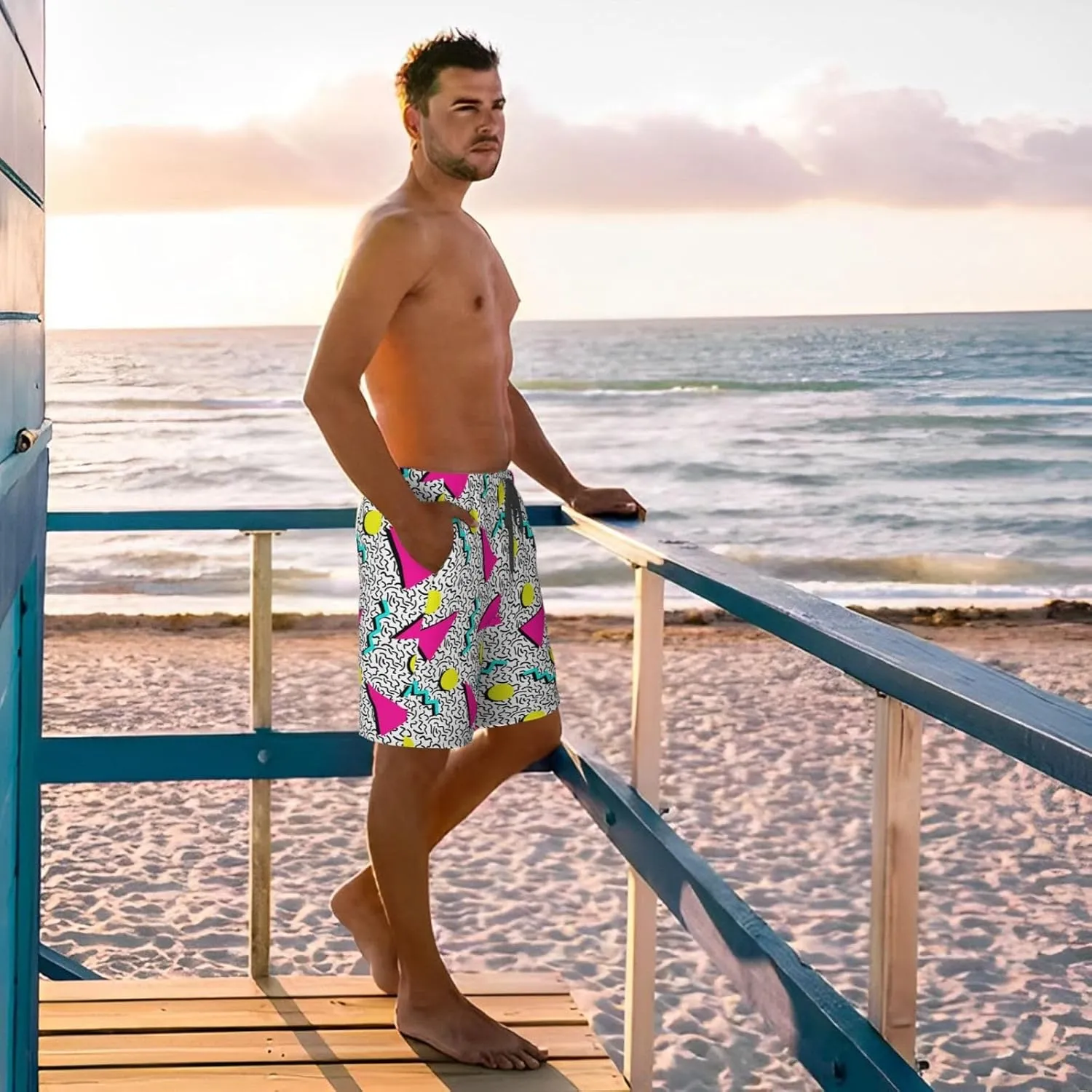 Mens Swim Trunks Quick Dry Board Shorts Funny Beach Shorts Swimwear Bathing Suits