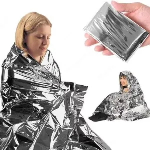 Mylar Emergency Thermal Blanket, Silver, 82" x 82", NASA Designed, Camping, Hiking, Travel