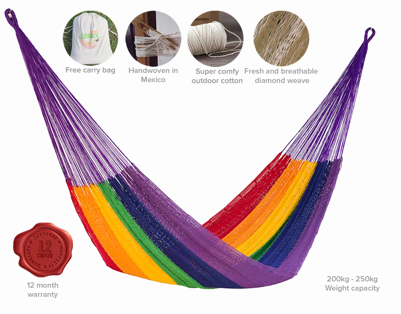 NNEDSZ  Size Outoor Cotton Mayan Legacy Mexican Hammock in Rainbow
