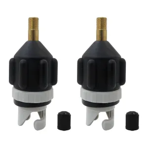 Premium 2Pcs Inflatable Stand Up Paddleboard SUP Pump Adaptor, Universal Standard Schrader Air Valve Adapter Pumping Head Connector Converter for Inflating Boat, Kayak, Surfboard, Bed, Car Tire, Black