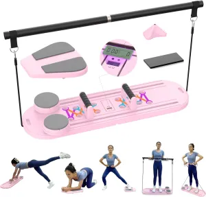 Pro Foldable Pilates Reformer Board for Home Gym-Space-Saving Portable Core Trainer w/Resistance Bands,Non-Slip PVC for Full-Body Workout,Abs,Back,Flexibility Training,Posture Correction