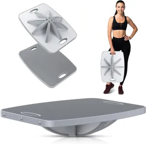 Professional Wooden Balance Board, 360 Degree Portable Wobble Board with Comfortable Surface, Standing Desk Rocker Board for Physical Therapy, Core Strength Stability Training