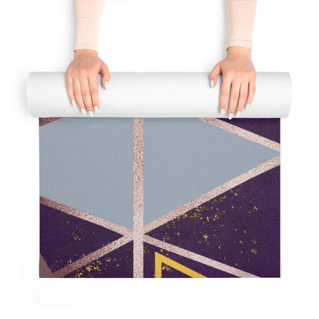 Purple and Rose Gold Geometric Foam Yoga Mat (Designed by Dunbi)