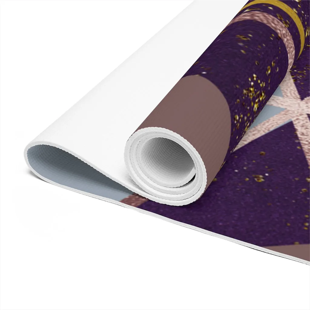 Purple and Rose Gold Geometric Foam Yoga Mat (Designed by Dunbi)