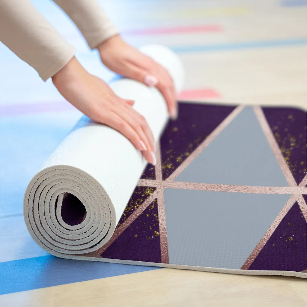 Purple and Rose Gold Geometric Foam Yoga Mat (Designed by Dunbi)