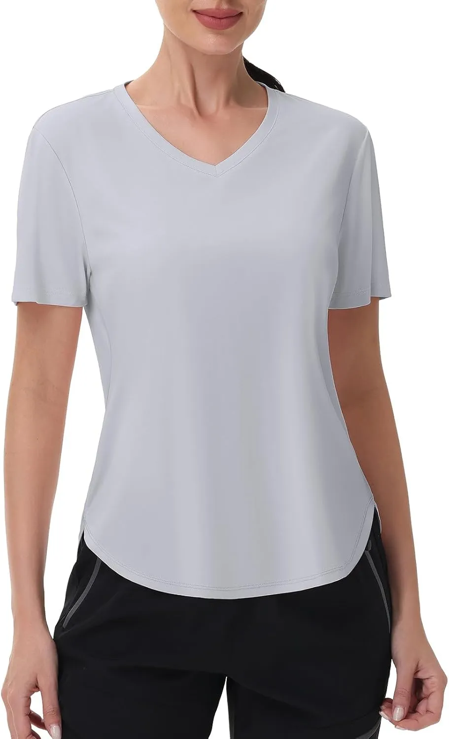 SPEXIAL Women's Short Sleeve Sun Shirt UPF 50  V Neck Hiking Workout Tops Moisture Wicking Quick Dry T-Shirts