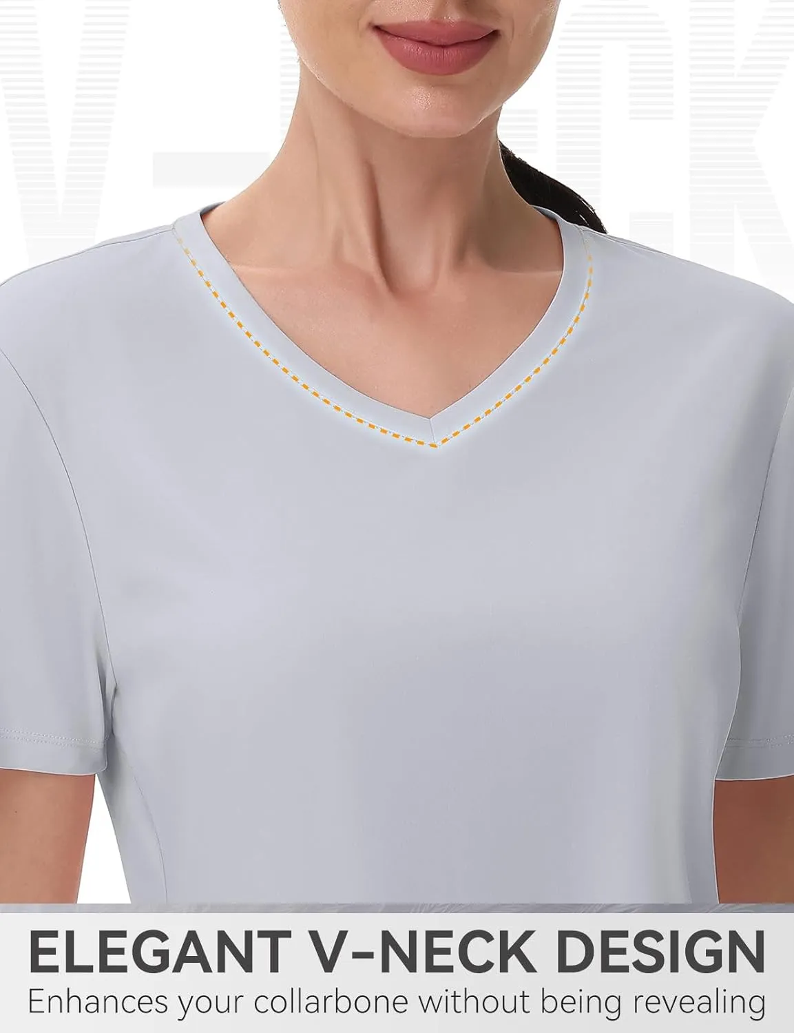 SPEXIAL Women's Short Sleeve Sun Shirt UPF 50  V Neck Hiking Workout Tops Moisture Wicking Quick Dry T-Shirts