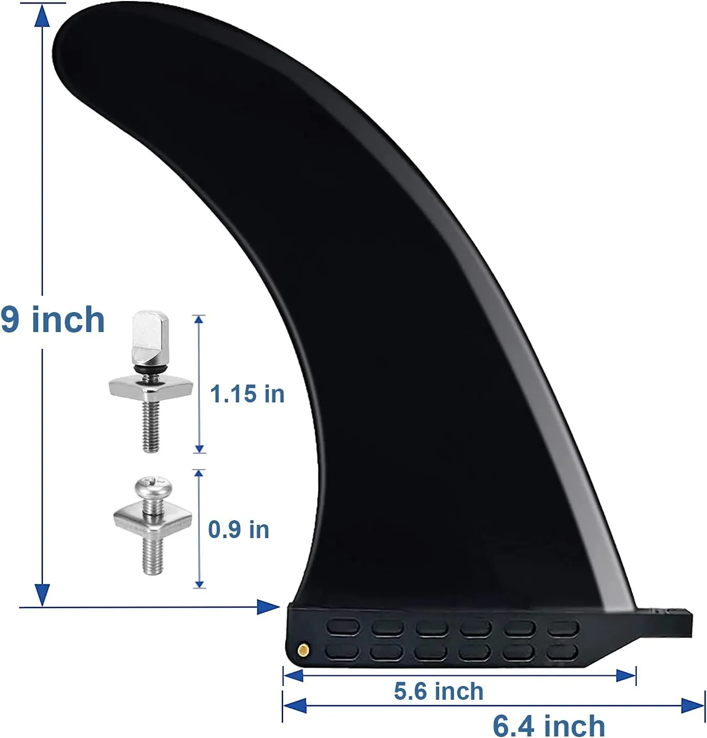 Surf SUP Fin - Free No Tool Fin Screw 9 inch Center Fin,for Surfboard Longboard and Paddleboard,with Free No Tool Screws