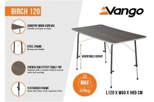 Vango Birch 120 Adjustable Height Table
