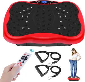 Vibration Plate Exercise Machine, Health & Fitness Full Body Vibration Platform, Portable Vibration Plate Platform for Weight Loss Home Fitness, Lymphatic Drainage, w/Resistance Bands Remote