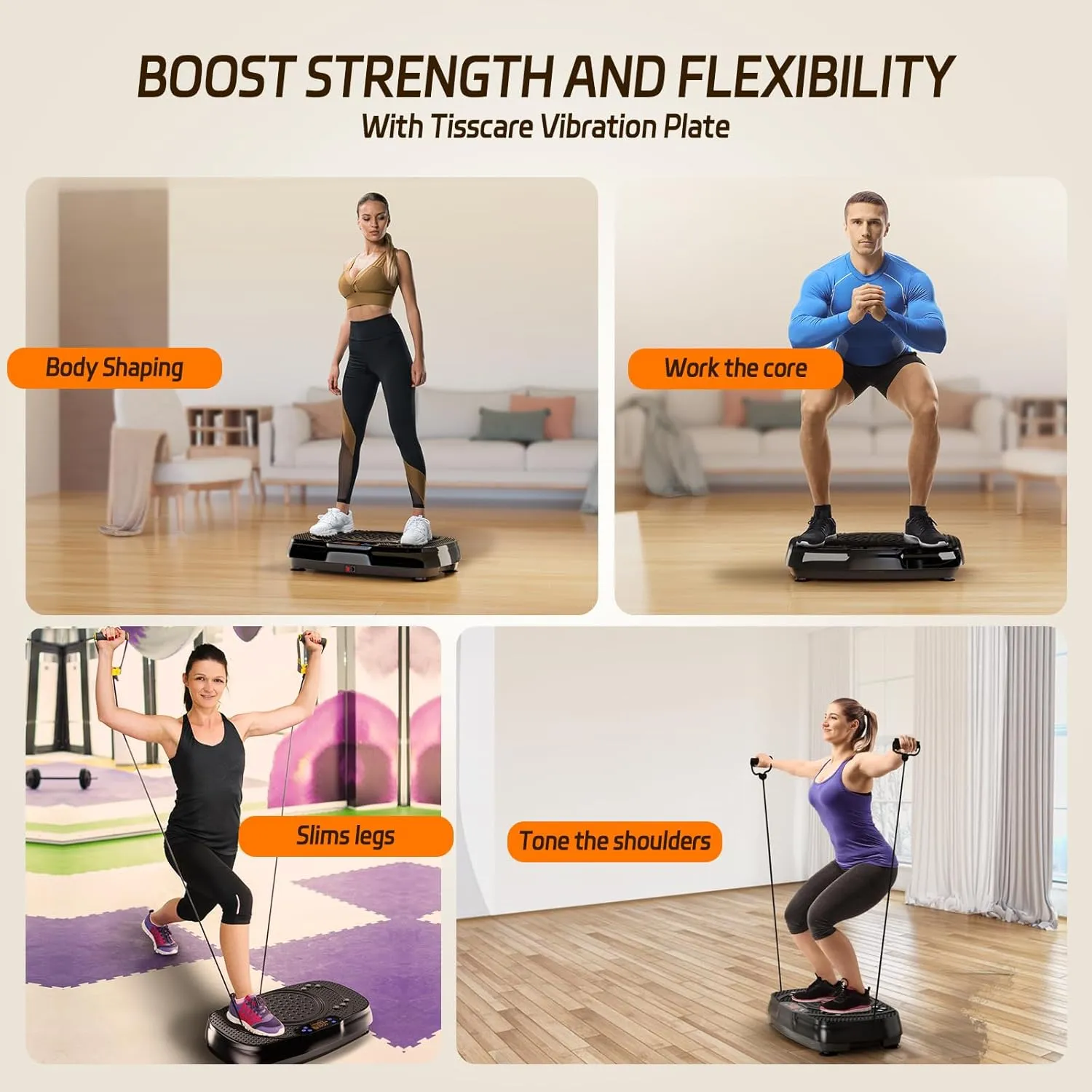 Vibration Plate Exercise Machine: TISSCARE Vibrating Plates for Weight Loss and Lymphatic Drainage, Whole Body Workout Sculpting Platform for Home Fitness Fat Burner for Women Men