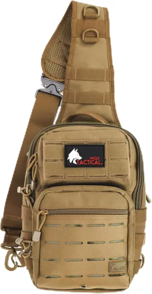WOLF TACTICAL EDC Sling Bag - Concealed Carry Shoulder Bag for Range, Travel, Hiking, Outdoor Sports (Tan)